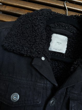Cazadora Mango Negra Borreguillo Talla S