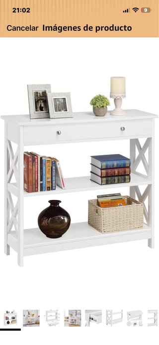 Mueble recibidor blanco y madera