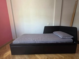 Cama Diván con Colchón Ikea Flekke Negra con Cajon