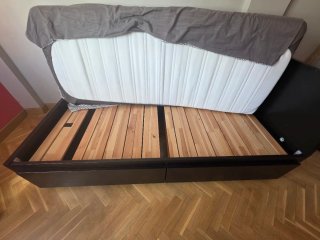 Cama Diván con Colchón Ikea Flekke Negra con Cajon