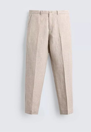 Traje de lino Zara hombre beige