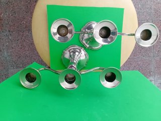 Candelabros de metal plateado para 3 velas