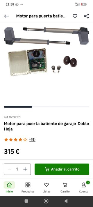 Motores Puerta Garaje Batiente Doble Hoja