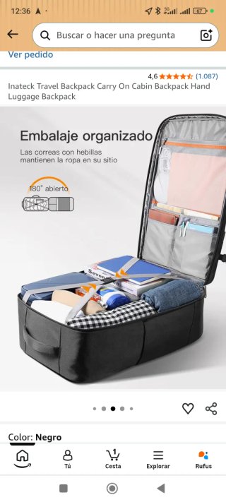 Mochila Inateck Cabina 42L Negra. Muy buen estado.