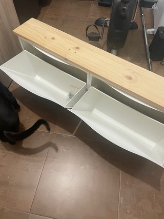 Mueble recibidor zapatero madera con espejo