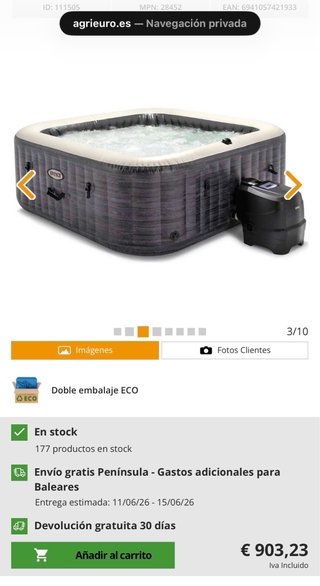 Jacuzzi Intex Greystone Deluxe modelo XL 6 persona