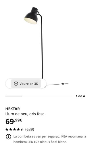 Lámpara de pie IKEA HEKTAR