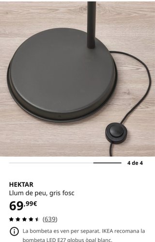 Lámpara de pie IKEA HEKTAR