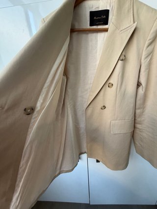 Blazer Massimo Dutti Beige Talla 38 Algodón