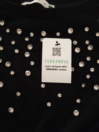T-shirt nera con strass taglia M