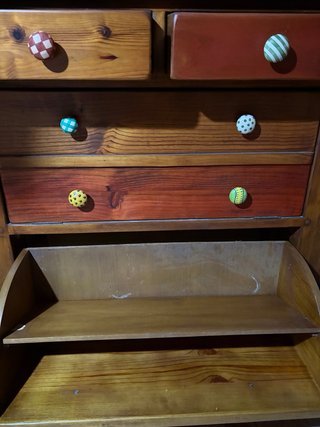 Cómoda de madera maciza multicolor