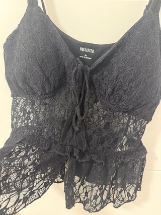 Top Hollister Negro Encaje