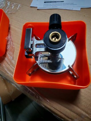 Mini estufa gas camping metal y plástico