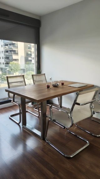 Mesa Comedor Madera y Metal 90x160 + 4 sillas