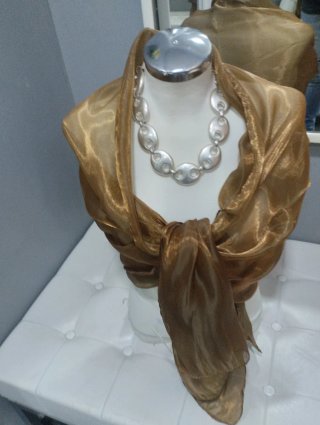 Stola organza oro bronzo coprispalle cangiante