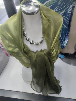 Stola coprispalle organza cangiante verde acido