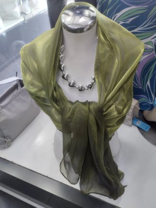 Stola coprispalle organza cangiante verde acido