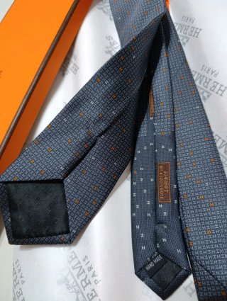 Corbata Hermès Gris Azul
