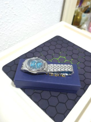 Reloj Poedagar Hombre Plata y Turquesa