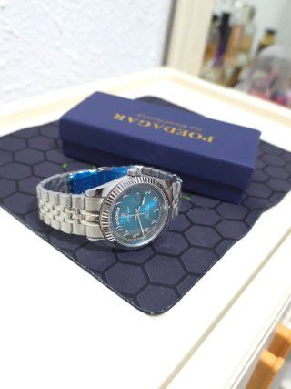 Reloj Poedagar Hombre Plata y Turquesa