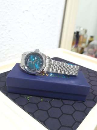Reloj Poedagar Hombre Plata y Turquesa
