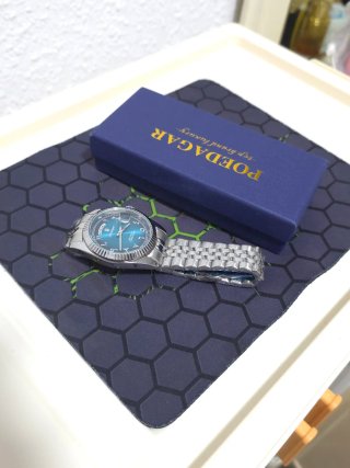 Reloj Poedagar Hombre Plata y Turquesa