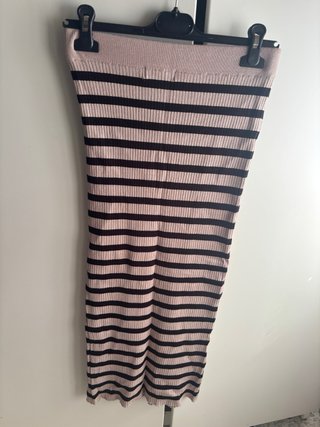 Falda larga canalé beige y negra Talla M