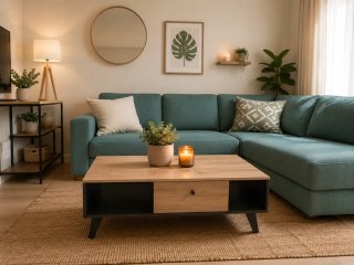 Mesa de centro madera y yute