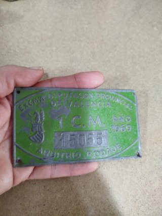 Placa Arbitrio Rodaje 1969 Valencia