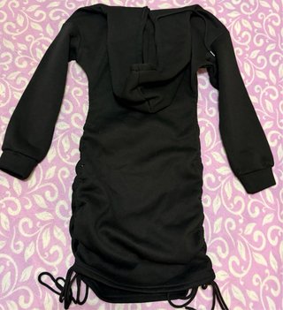 Vestido Sudadera Negro con Cordones