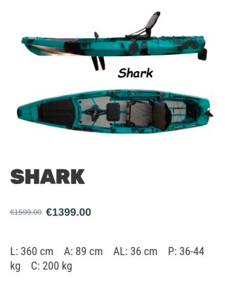 Kayak de pesca Shark con pedales