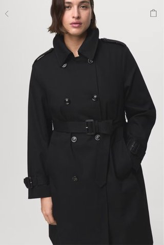 Gabardina Mango Negra Talla XS