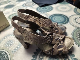 Sandalias Plumers Piel Serpiente Tacon