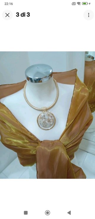 Stola coprispalle oro aranciato bronzo organza