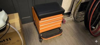 Carrito / asiento de mecánico 2 en 1 naranja