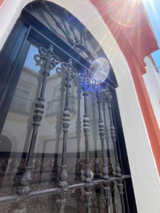 Puerta de hierro forjado.