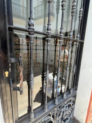 Puerta de hierro forjado.
