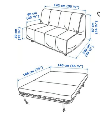 Sofá Cama Ikea Lycksele Lövas 2 Plazas