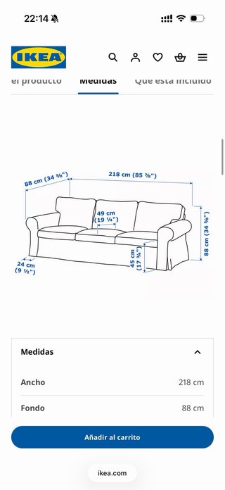 Sofá 3 plazas Erktop Ikea Blanco