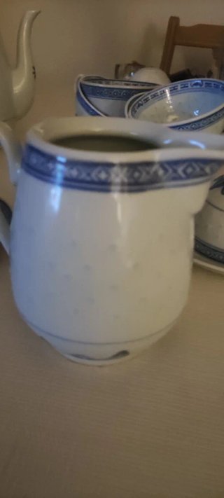 Juego porcelana china grano de arroz azul y blanco