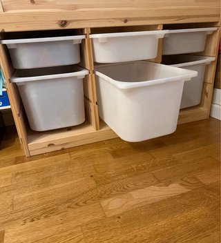 Mueble Almacenaje Madera con Cajas Blancas