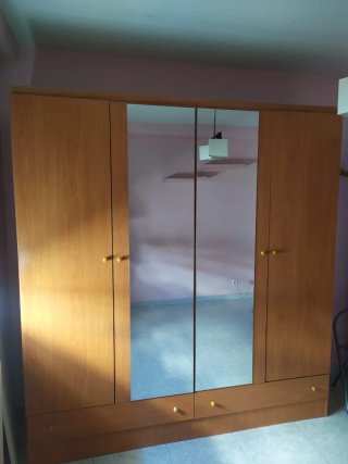 Armario gran capacidad madera y cristal