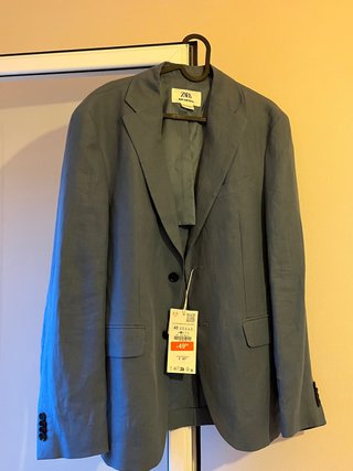 TRAJE ENTERO AZUL LINO 100% ZARA