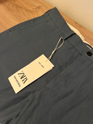 TRAJE ENTERO AZUL LINO 100% ZARA