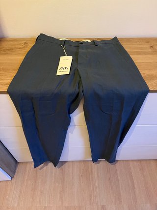 TRAJE ENTERO AZUL LINO 100% ZARA