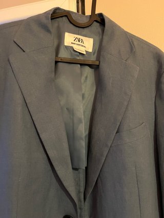 TRAJE ENTERO AZUL LINO 100% ZARA