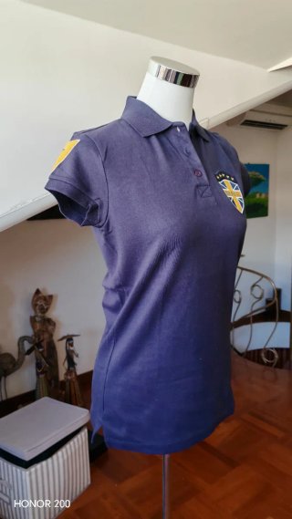 Polo donna blu con stemma Brasile