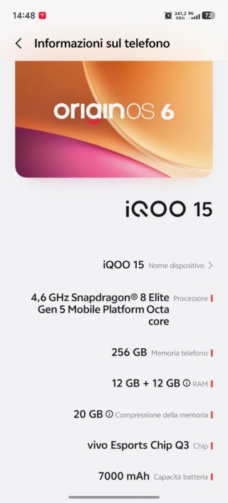 Vivo iQOO 15 256GB Grigio/Rosso