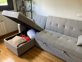 Sofá Cama Chaise Longue Gris