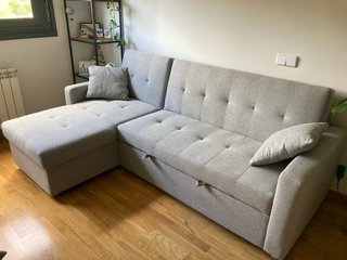 Sofá Cama Chaise Longue Gris